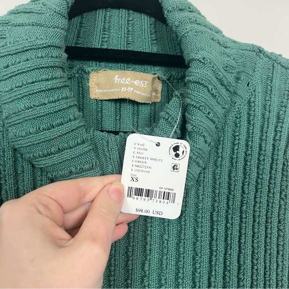 NWT FREE PEOPLE HARLEY SWEATER MAXI DRESS SIZE XS IN GREEN TURTLENECK - Picture 12 of 16